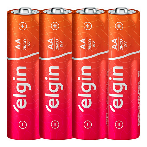 Pilha Zinco Elgin Aa 1.5v Cartela Com 4 Unidades