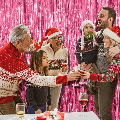 Juego De 2 Fondos De Fiesta Con Papel De Aluminio Rosa