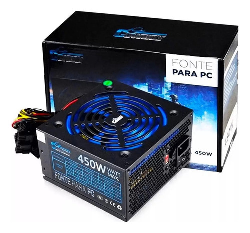 Fonte Atx 450w Reais 20+4p Para Pc 127/220V - Knup Cor Preto 127/220v
