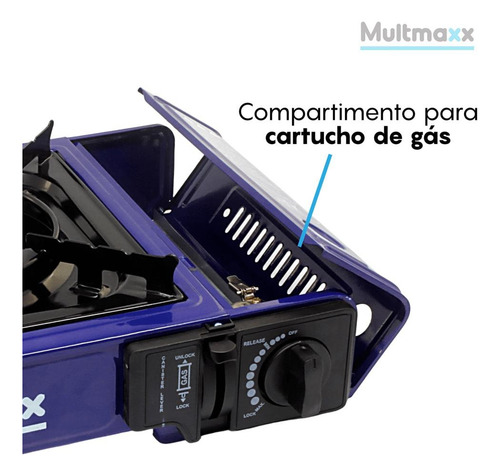 Fogareiro Portátil Acampamento A Gas Maleta Azul Multmaxx