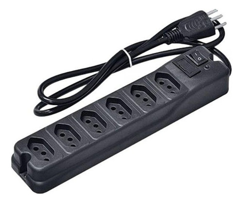 Filtro De Linha Ntc 6 Tomadas 10a Cabo 2 Metros - Preto 127v/220v