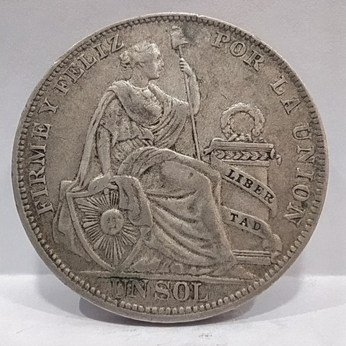 Antigua Moneda De Plata 1/2 Sol Perú 1917 Km# 216