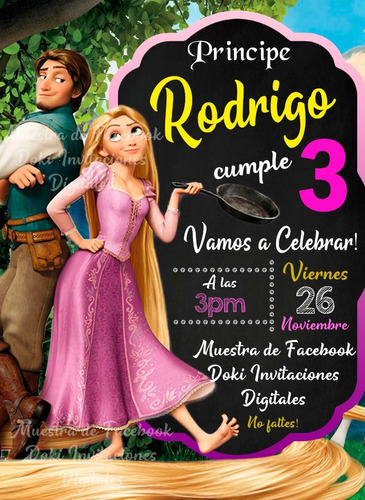 Invitación Digital Imprimible De Enredados Rapunzel