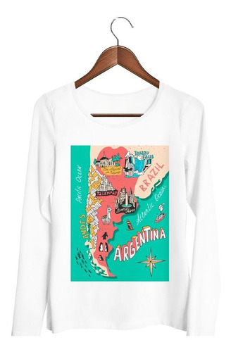 Remera De Mujer Argentina Cultura Mapa Diseño Ml