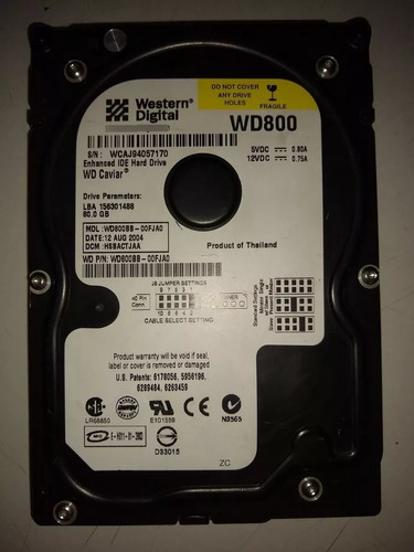 Disco Rigdo 80gb Western Digital Mod 800bb Coneccion Ide