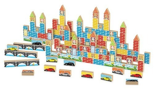 Construtor 120 Pçs Blocos De Montar Mdf Brinquedo Junges 712