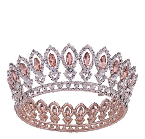 Corona De Reina De Cristal Barroco Para Mujer, Redonda, Con