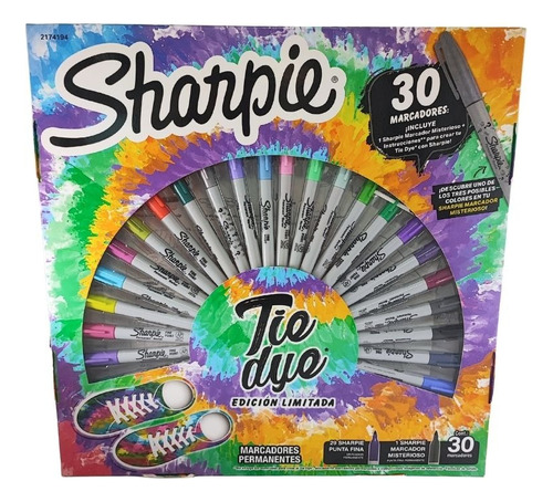 Marcador Permanente Sharpie Fine Point X 30 Ruleta Tie Dye