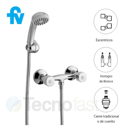 Imagen 2 de 7 de Juego Griferia Ducha Fv Exterior Arizona Plus 113/b1p - Cr