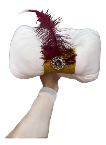 Gorro Turbante Goma Espuma Con Pluma Pluma Bordo Generica