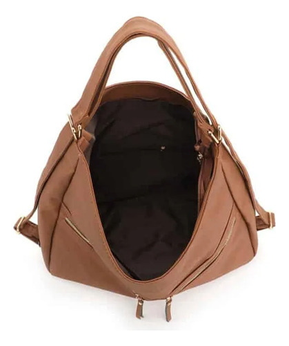 Cartera/mochila La Chapelle Pu Correa Ajustable Oro Lisa Color Negro