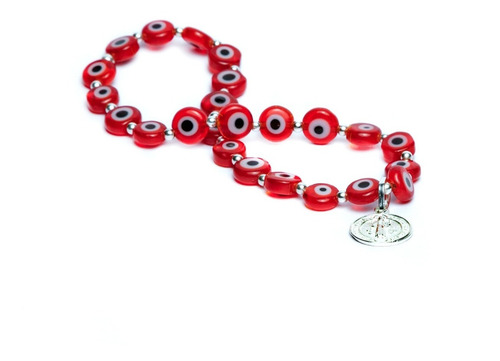 Imagen 3 de 4 de Pulsera Protección Ojo Turco Rojo, San Benito Ycuentas Plata