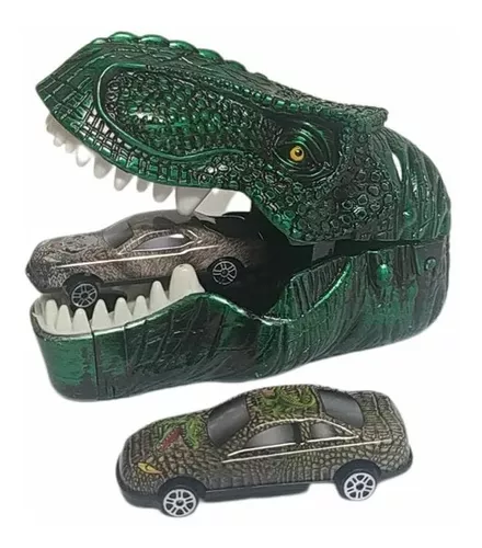 Lançador De Carrinho Dinossauro T Rex 2 Carros Brinquedo Bbr