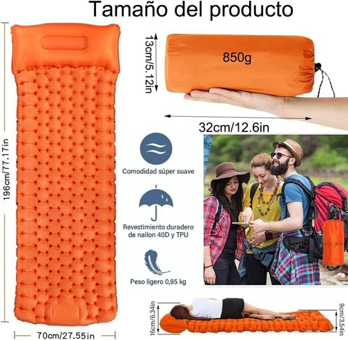 Colchón De Campamento Inflable Con Bomba De Pedal