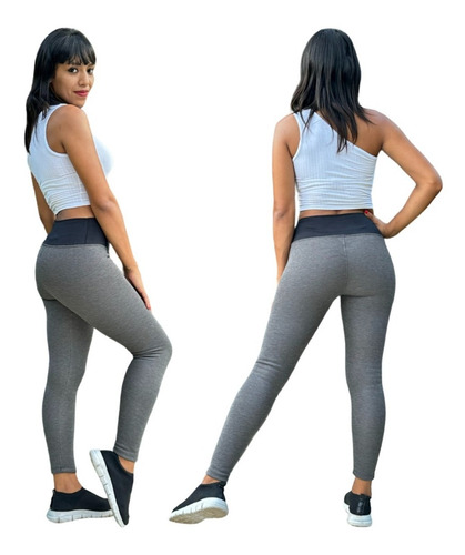 Imagen 3 de 10 de Calzas Termicas Con Piel Spandex Mujer Tiro Medio Invierno