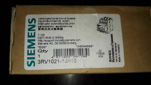 Guardamotor Siemens Sirius De 7 A 10 Amp 3rv1021-1ja10