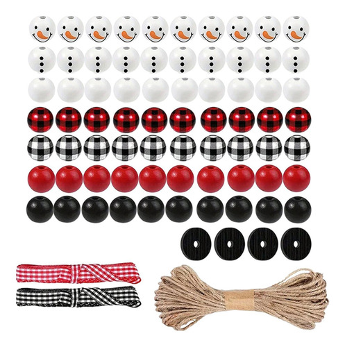 Muñeco De Nieve De Navidad, Cuentas De Madera, Adornos