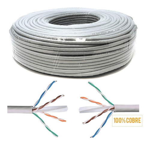 Rollo Cable 20m Utp Cat 6 Interior 100% Cobre Internet Red 