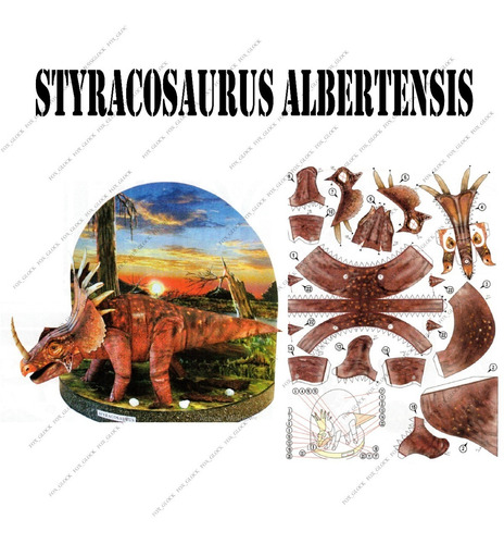 Dinosaurio Styracosaurus Albertensi Papercraft Sencillo 15cm
