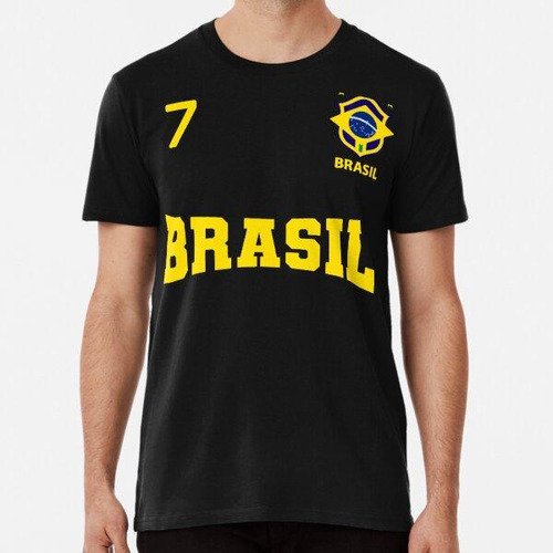 Remera Brasil 2022 Azul, Número 7 Algodon Premium