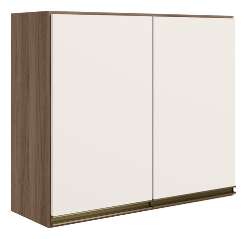Armário Aéreo 80x68cm 100% Mdf 2 Portas Carvalho/off White