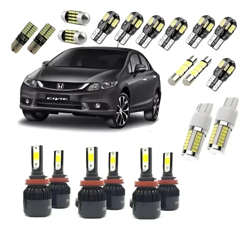 Kit Lampadas Super Led Techone Premium Civic 2014 2015 2016 Civic Branco Branco-frio