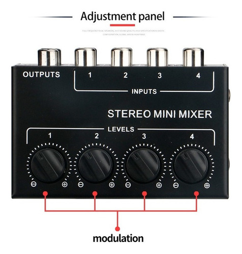 Mini Mezclador De Audio Estéreo De 4 Canales