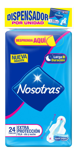 Toallas Nosotras Extra Protección Día Y Noche X 24 Unidades