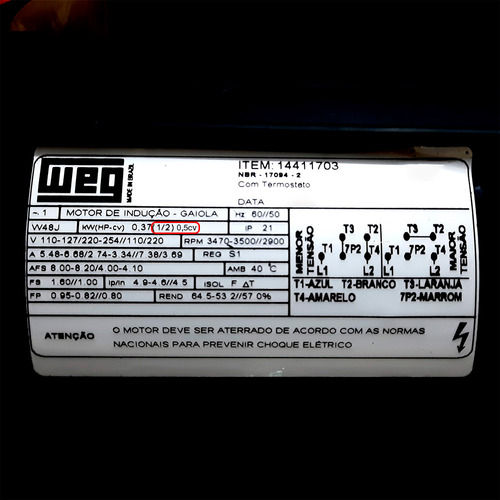 Motor Mono Weg 0,5cv 110/220v Para Bomba De Piscina Jacuzzi
