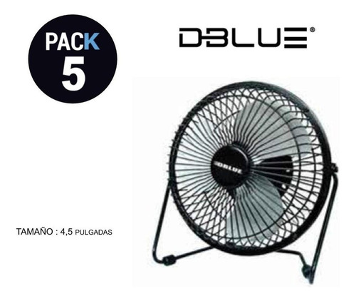 Pack 5 Ventilador Usb Escritorio Negro / Electronika