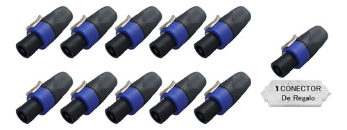 10 Conectores Spk4fx Speakon Azul Eurosound®