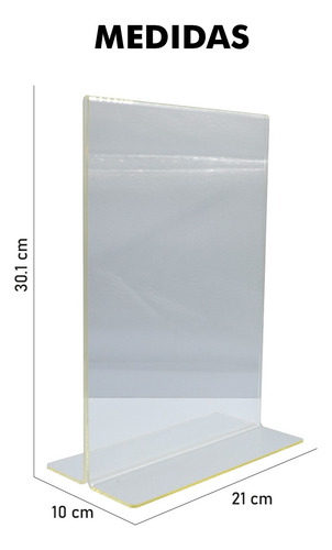 Display Acrílico Transparente Vertical 90 Grados 21x29.7cm Transparente