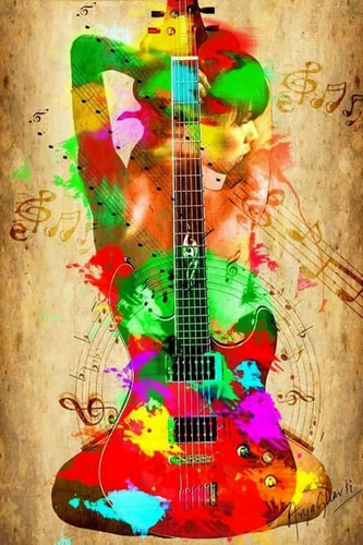 Cuadro 60x90cm Guitarra Women Guitar Arte Musica Color M7