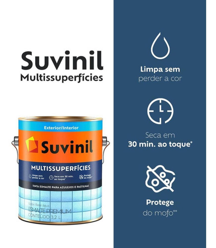 Tinta Para Banheiro E Azulejo Suvinil 3,2l Cinza Neblina
