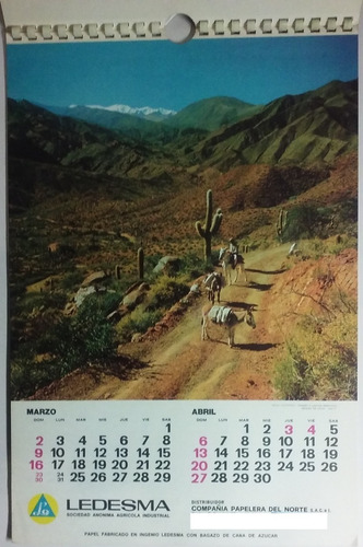 Calendario Almanaque Año 1969 Ledesma Sa Agricola Industrial (Usado)