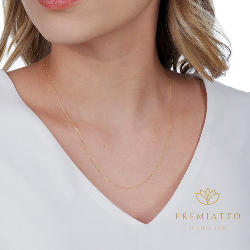 Corrente Singapura Ouro 18k 750 Cordão Torcido 50cm 0,97g