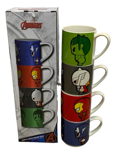 Juego De 4 Tazas 330 Ml Oz Marvel