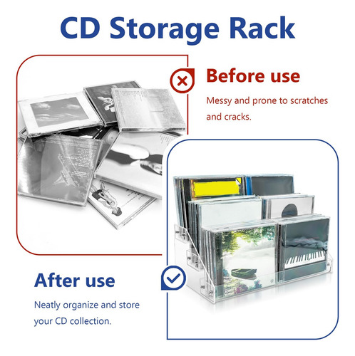 Soporte De Cd De Acrílico Transparente De 3 Niveles, En Casc