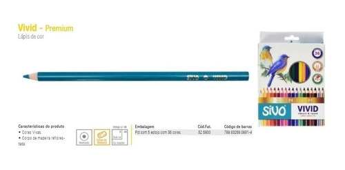 Imagem 2 de 2 de Lápis De Cor Profissional Sivo Vivid Premium 36 Cores