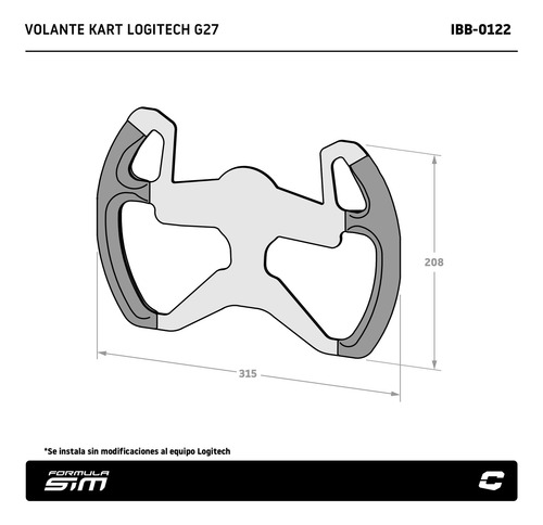 Imagen 2 de 3 de Volante Formula Sim Fsim Kart Para Logitech G27 Simulador