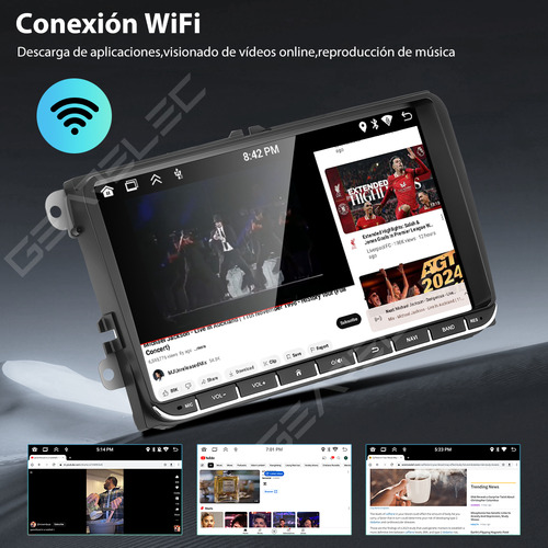 Gearelec Autoestéreos Pantalla Carplay Android Auto 9 Pulgadas 2+32g Wifi Bluetooth Gps Soporte Amplificador Subwoofer Fm Usb Con Cámara For Volkswagen Skoda Seat