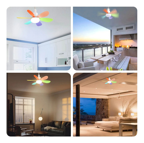 Ventilador De Techo Lampara Opsl 6 Aspas Control Remoto 3 Velocid Estructura Circular 40w Diámetro 52 Cm