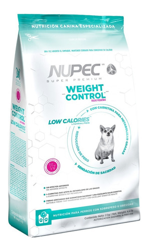 Imagen 1 de 2 de Nupec Alimento Perro Control Peso Razas Pequeñas 8kg *