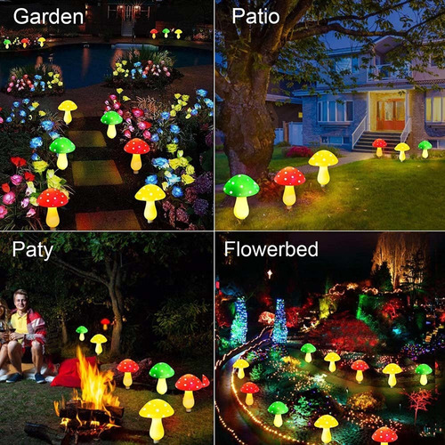 Luces Solares De Hongos Para Jardín