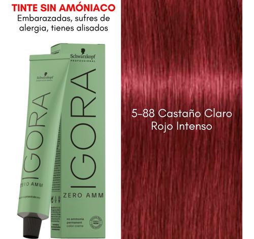 Tinte Igora Zero 5-88 Castaño Claro Rojo Intenso Sin Amoniac