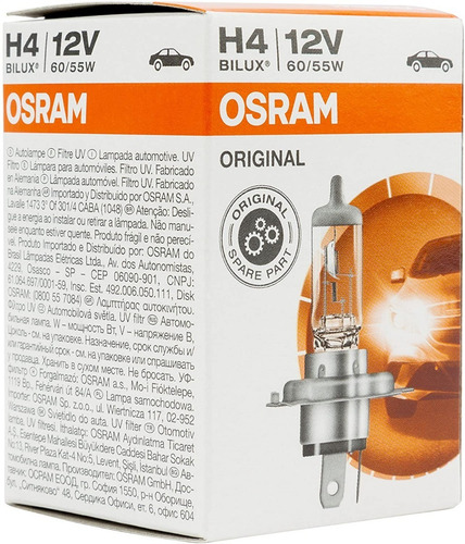 Imagem 8 de 9 de Par Lampada H4 Osram Original Farol Alto Baixo Melhor Marca