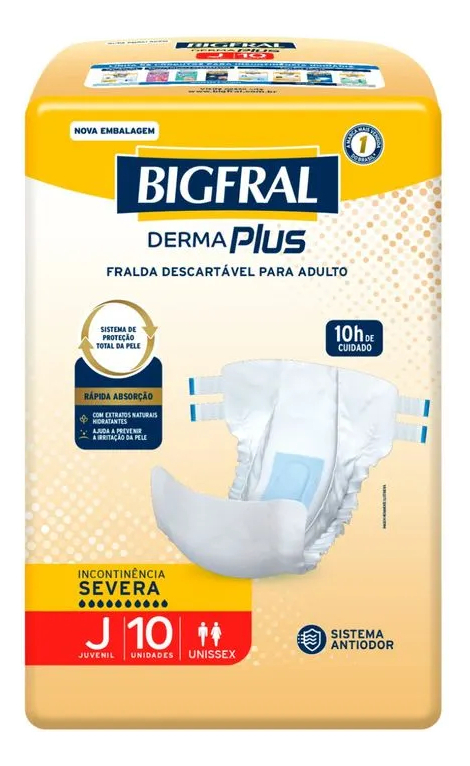 Fralda Bigfral Derma Plus Tamanho Juvenil - 10 Unidades