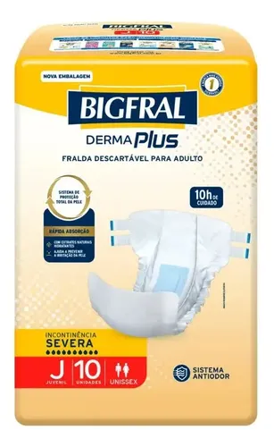 1 Pacote Fralda Bigfral Derma Plus Juvenil 10 Unidades - R$ 23,99