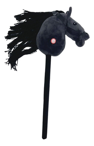 Bastón De Peluche Para Montar , Cabeza Cosida A Mano, Negro
