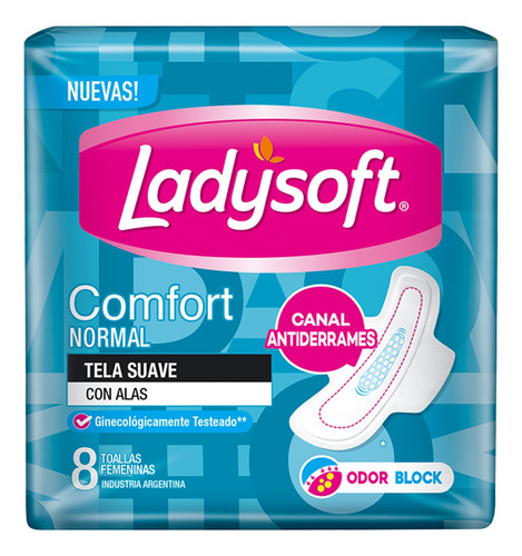 Toalla Femenina  Ladysoft Confort 8 Unid Pack 6 Paquetes 